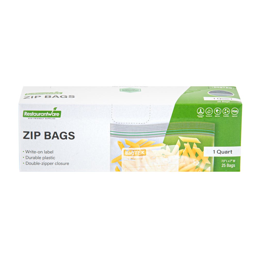 Bag Tek 1 Gallon Freezer Zip Bags, 1000 Disposable Zipper Pouch Bags - Double Zipper, Greaseproof, Clear Plastic Freezer Bags, with Write-On-Label, Fo